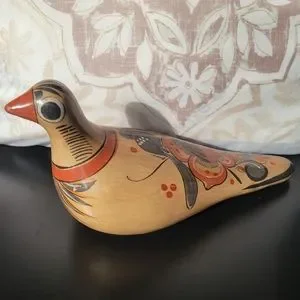工芸品 Tonala pottery bird Mexican Tonala Pottery Hand Painted Bird Folk Art For Sale